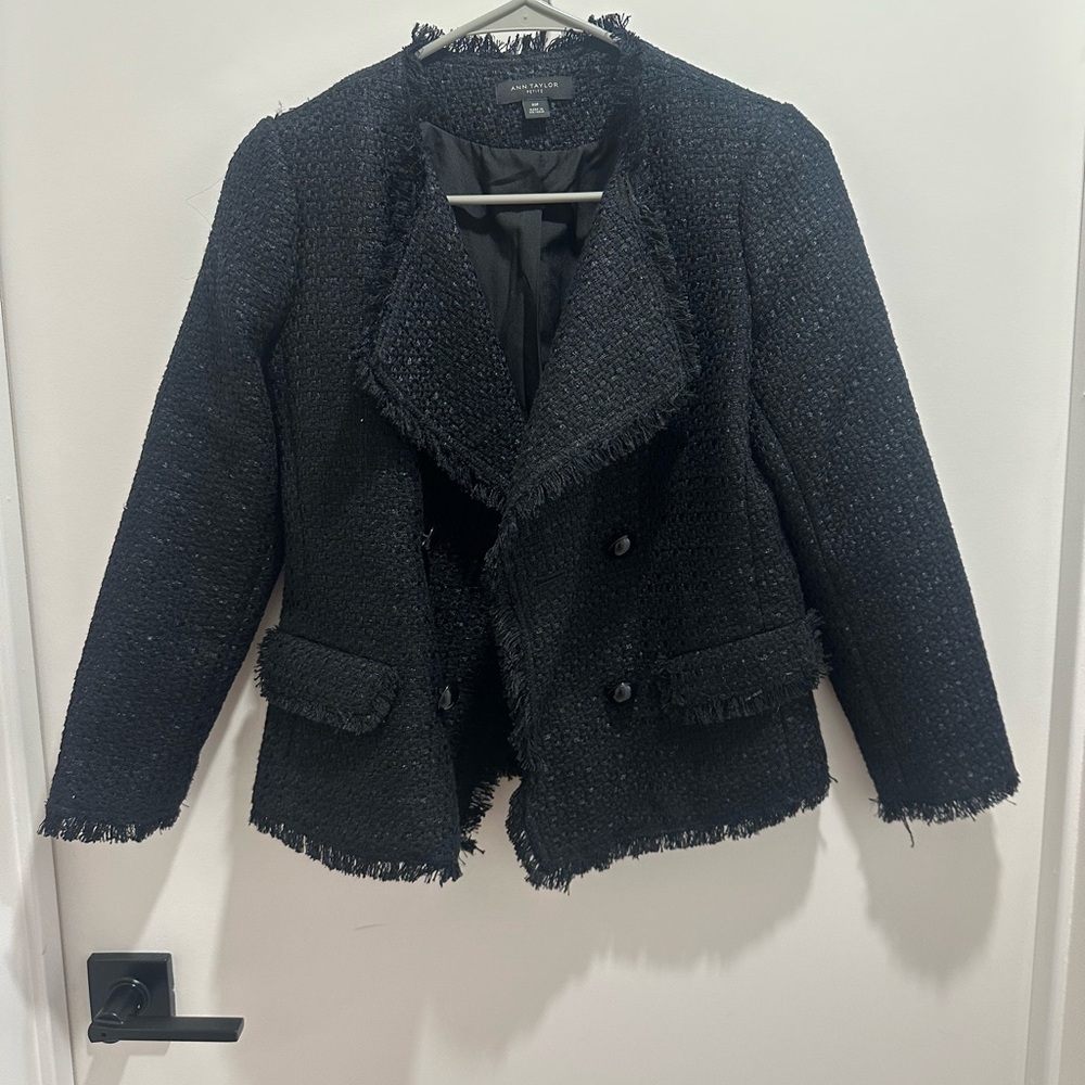 Ann Taylor Black Tweed Blazer Size 00P